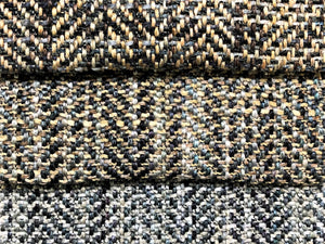 Heavy Duty Charcoal Gray Beige Denim Blue MCM Mid Century Modern Herringbone Tweed Upholstery Fabric FBR-NH