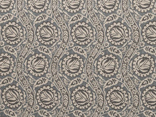 Load image into Gallery viewer, Denim Blue Charcoal Grey Floral Upholstery Drapery Fabric