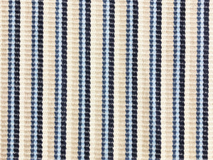 1.75 Yard Designer Woven Navy Blue Aqua Beige Stripe Nautical Upholstery Drapery Fabric