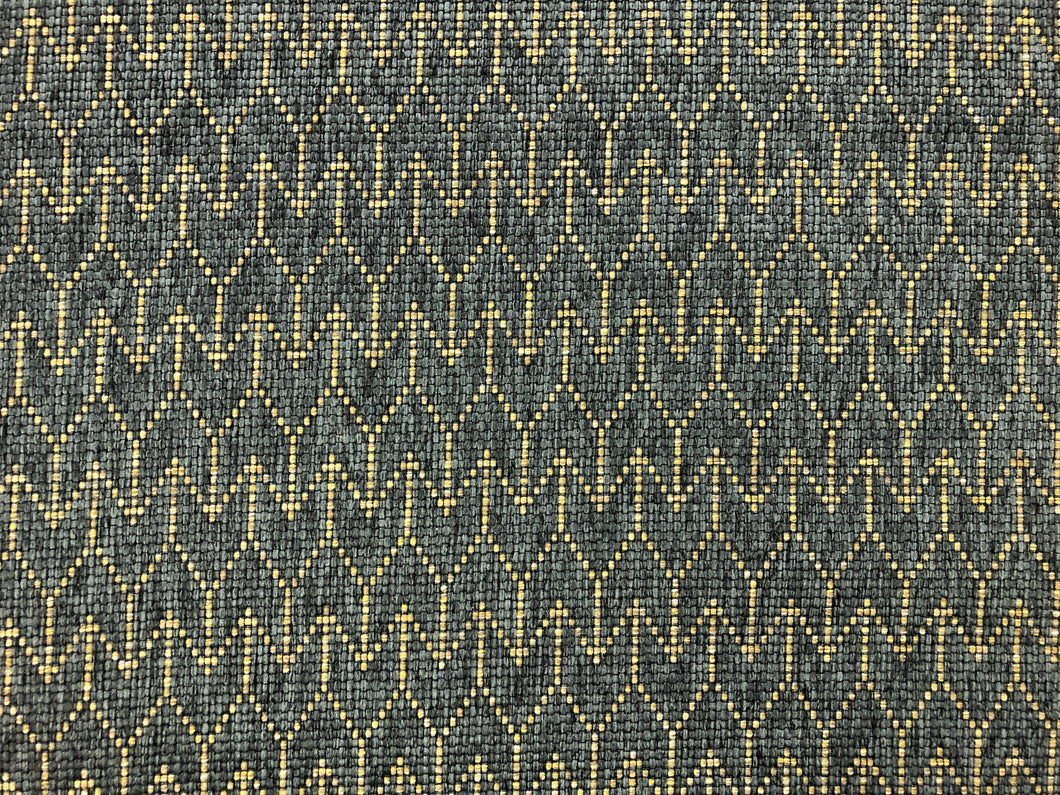 Designer Woven Water & Stain Resistant Geometric MCM Mid Century Modern Charcoal Gray Grey Mustard Gold Upholstery Fabric