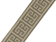 Load image into Gallery viewer, 2.5" Wide Grey Beige Geometric Greek Key Upholstery Drapery Border Tape Trim