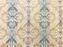 Load image into Gallery viewer, 54" Wide Reversible French Blue Emerald Green Red Beige Ivory Vintage Damask Floral Stripe Cotton Upholstery Drapery Fabric