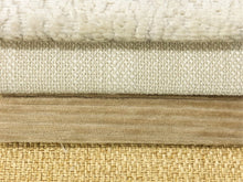 Load image into Gallery viewer, Crypton Water &amp; Stain Resistant MCM Mid Century Modern Tweed Chenille Stripe Basketweave Ivory Beige Upholstery Fabric RMC-WCII