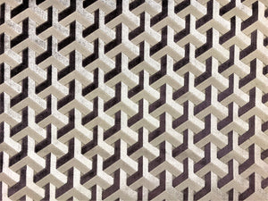 Designer Art Deco Geometric Taupe Brown Beige Cafe au Lait Abstract Upholstery Fabric