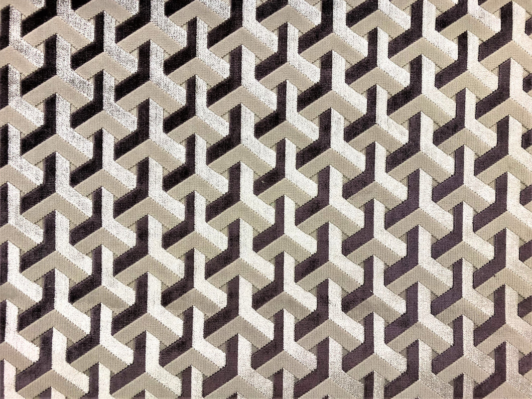 Designer Art Deco Geometric Taupe Brown Beige Cafe au Lait Abstract Upholstery Fabric