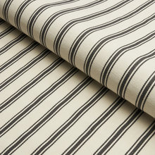 Load image into Gallery viewer, Schumacher Marquet Ticking Stripe Fabric 82201 / Carbon