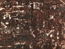 Load image into Gallery viewer, Designer Aubergine Brown Black Metallic Abstract Distressed Textured Velvet Upholstery Fabric