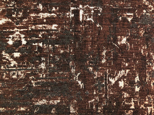 Designer Aubergine Brown Black Metallic Abstract Distressed Textured Velvet Upholstery Fabric