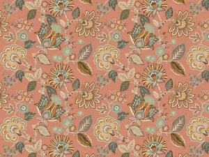 Rose Beige Mustard Gold Grey Seafoam Floral Embroidered Upholstery Drapery Fabric