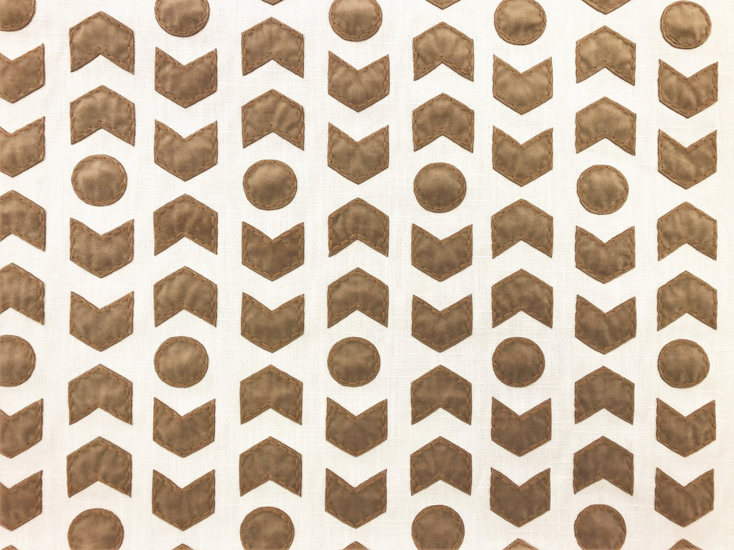 1.3 Yard Zinc Textiles Arrowhead Tobacco Salamander Beige Brown Ivory Suede Applique Tribal Ethnic Upholstery Drapery Fabric