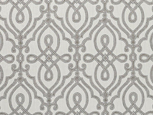 Ivory Grey Trellis Geometric Upholstery Drapery Fabric