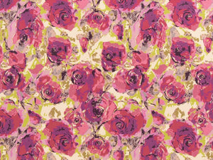 Heavy Duty Purple Magenta Pink Green Black Floral Upholstery Drapery Fabric