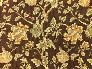 Kravet Caramel Brown Rusty Burnt Orange Beige Floral Botanical Upholstery Drapery Fabric