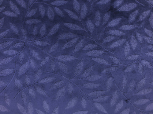1.5 Yds Designer Water & Stain Resistant Navy Blue Botanical Velvet Upholstery Fabric