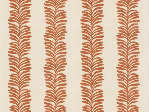 Cotton Linen Ivory Orange Botanical Floral Embroidered Drapery Fabric