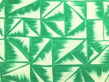 Load image into Gallery viewer, Dedar Milano Fresco 001 Malachite Hand Painted Leaves Geometric Abstract Emerald Green Off White Drapery Fabric