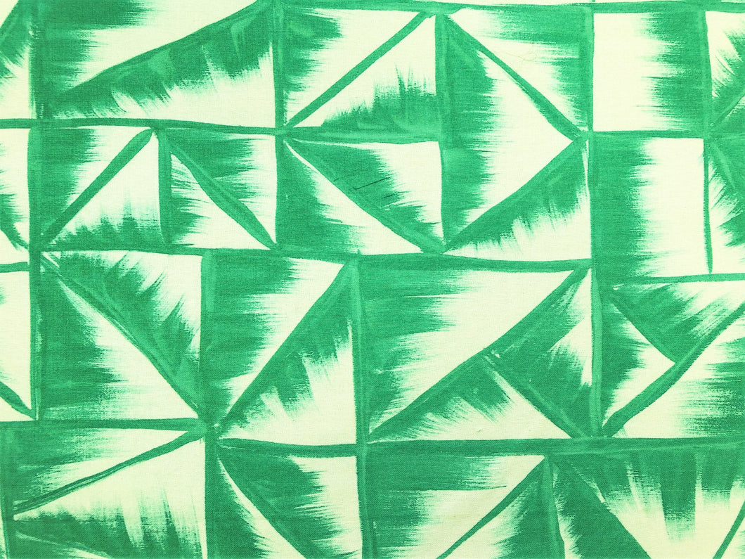 Dedar Milano Fresco 001 Malachite Hand Painted Leaves Geometric Abstract Emerald Green Off White Drapery Fabric