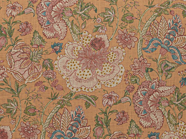 Mauve Burgundy Green Caramel Floral Upholstery Drapery Fabric