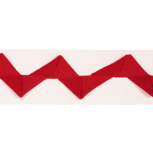 Schumacher Lazare Appliqué Tape Trim 82244 / Red On Ivory