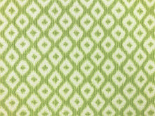 Load image into Gallery viewer, Designer Lime Green Ivory Water &amp; Stain Resistant Indoor Outdoor Geometric Upholstery Drapery Fabric