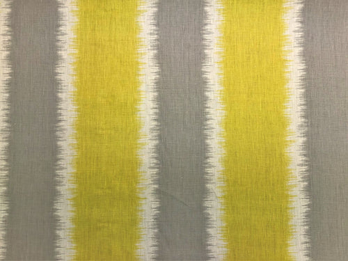 Kravet Gere Ikat Thom Filicia Olive Gray Yellow Cream Ivory Abstract Stripe Geometric Tribal Southwestern Linen Water & Stain Resistant Drapery Upholstery Fabric