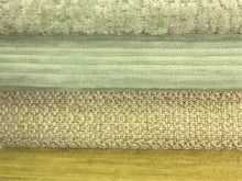 Load image into Gallery viewer, Crypton Water &amp; Stain Resistant MCM Mid Century Modern Basketweave Chenille Stripe Seafoam Olive Green Upholstery Fabric RMC-WCII