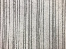 Load image into Gallery viewer, Designer Water &amp; Stain Resistant Woven Beige Taupe Rustic Stripe Linen Viscose Upholstery Fabric