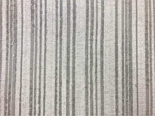 Designer Water & Stain Resistant Woven Beige Taupe Rustic Stripe Linen Viscose Upholstery Fabric