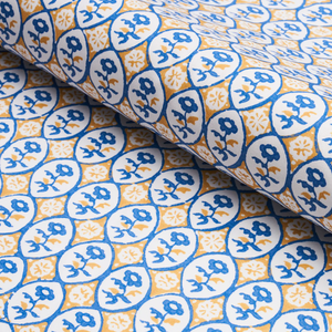 Schumacher Josiane Floral Fabric 180601 / Yellow & Blue