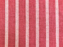 Load image into Gallery viewer, Designer Reversible Pure Linen Rose Red Off White Stripe Upholstery Drapery Fabric