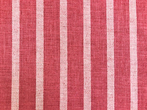 Designer Reversible Pure Linen Rose Red Off White Stripe Upholstery Drapery Fabric