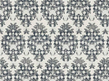 Load image into Gallery viewer, Indigo Blue Silver Grey Floral Medallion Linen Drapery Fabric