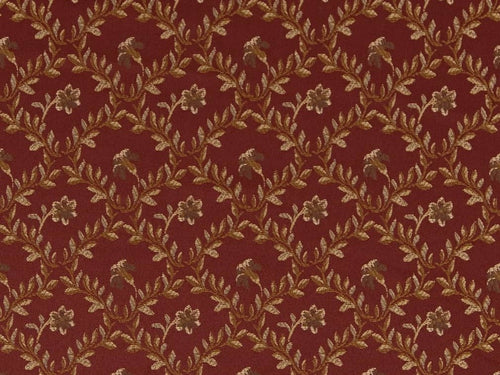 Heavy Duty Floral Brocade Burgundy Red Ivory Gold Upholstery Drapery Fabric