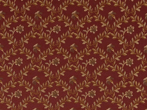 Heavy Duty Floral Brocade Burgundy Red Ivory Gold Upholstery Drapery Fabric