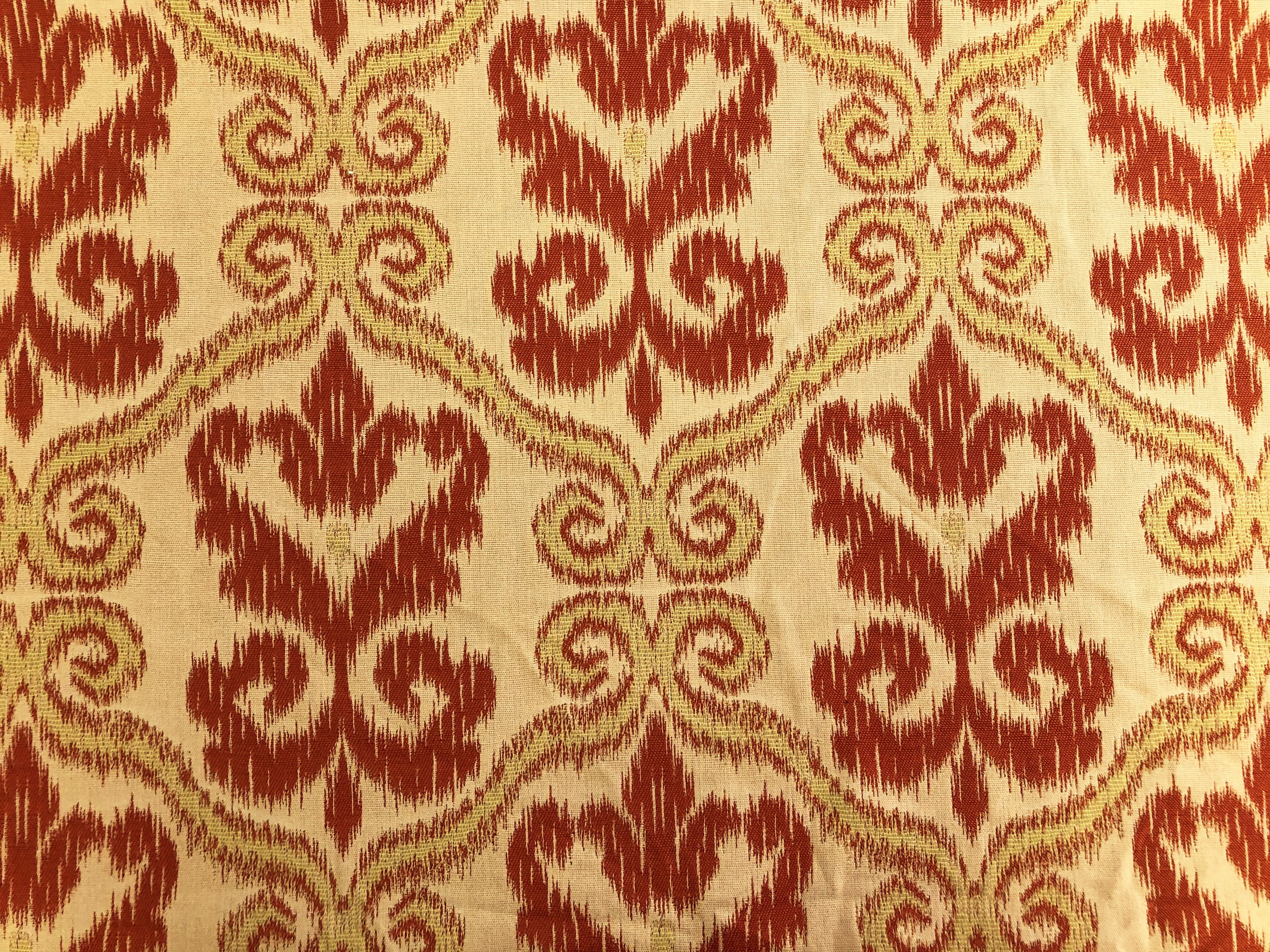 Tribal Orange Beige Ikat Uph Fabric | Fabric Bistro Tribal Orange Beige Ikat Uph Fabric | Fabric Bistro