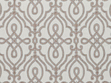 Load image into Gallery viewer, Ivory Mocha Brown Grey Trellis Geometric Upholstery Drapery Fabric