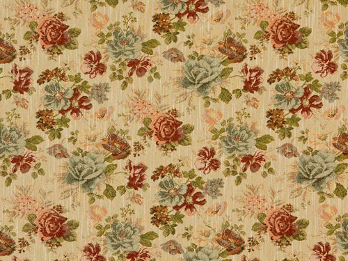Heavy Duty Victorian Floral Tapestry Denim Blue Plum Pink Green Beige Upholstery Fabric