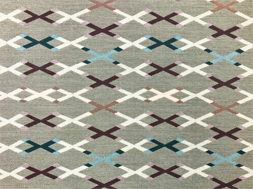 Designer Indoor Outdoor Water & Stain Resistant Geometric Gray Purple Green Upholstery Drapery Fabric
