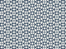 Load image into Gallery viewer, White Navy Blue Geometric Abstract Embroidered Drapery Fabric