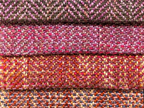 Heavy Duty Violet Magenta Pink Coral MCM Mid Century Modern Herringbone Tweed Upholstery Fabric FBR-NH