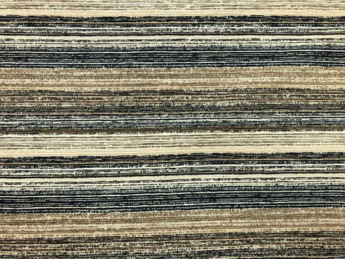 Designer Water & Stain Resistant Distressed Nautical Textured Navy Blue Beige Taupe Ivory Brown Chenille Upholstery Drapery Fabric