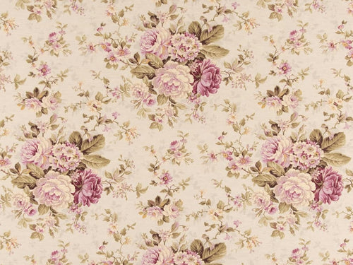 Beige Green Purple Lilac Floral Upholstery Drapery Fabric