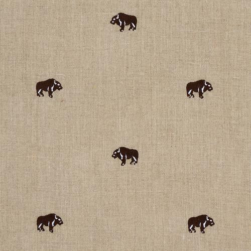 Schumacher Buffalo Embroidered Linen Fabric 180450 / Natural