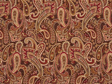 Load image into Gallery viewer, Heavy Duty Abstract Paisley Tapestry Chocolate Brown Red Beige Upholstery Fabric