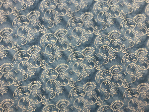 C&C Milano Spring Ocean Linen Floral French Blue Cream Upholstery Drapery Fabric