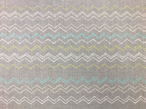 Designer Sunbrella Geometric Woven Aqua Blue Green Grey Gray Indoor Outdoor Upholstery Drapery Fabric