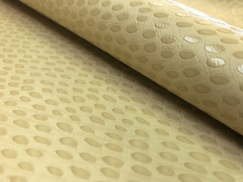 Designer Neutral Beige Animal Skin Pattern Reptile Spots Faux Leather Upholstery Vinyl