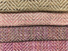 Load image into Gallery viewer, Heavy Duty Tan Pink Lilac MCM Mid Century Modern Herringbone Tweed Upholstery Fabric FBR-NH