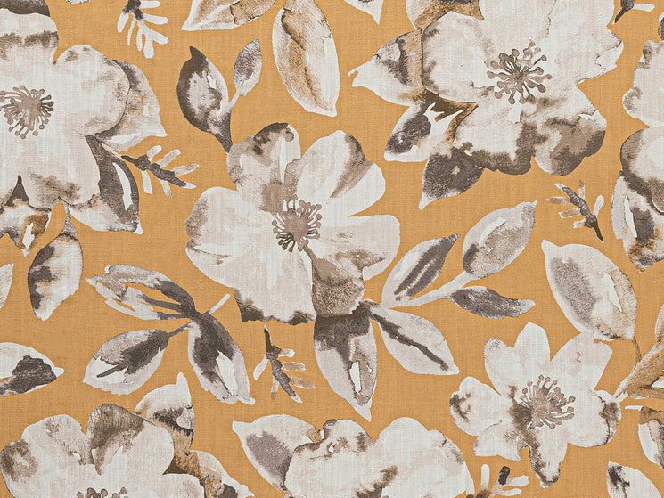 Gold Beige Brown Grey Cream Floral Upholstery Drapery Fabric