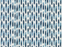 Load image into Gallery viewer, White Navy French Blue Embroidered Abstract Cotton Drapery Fabric